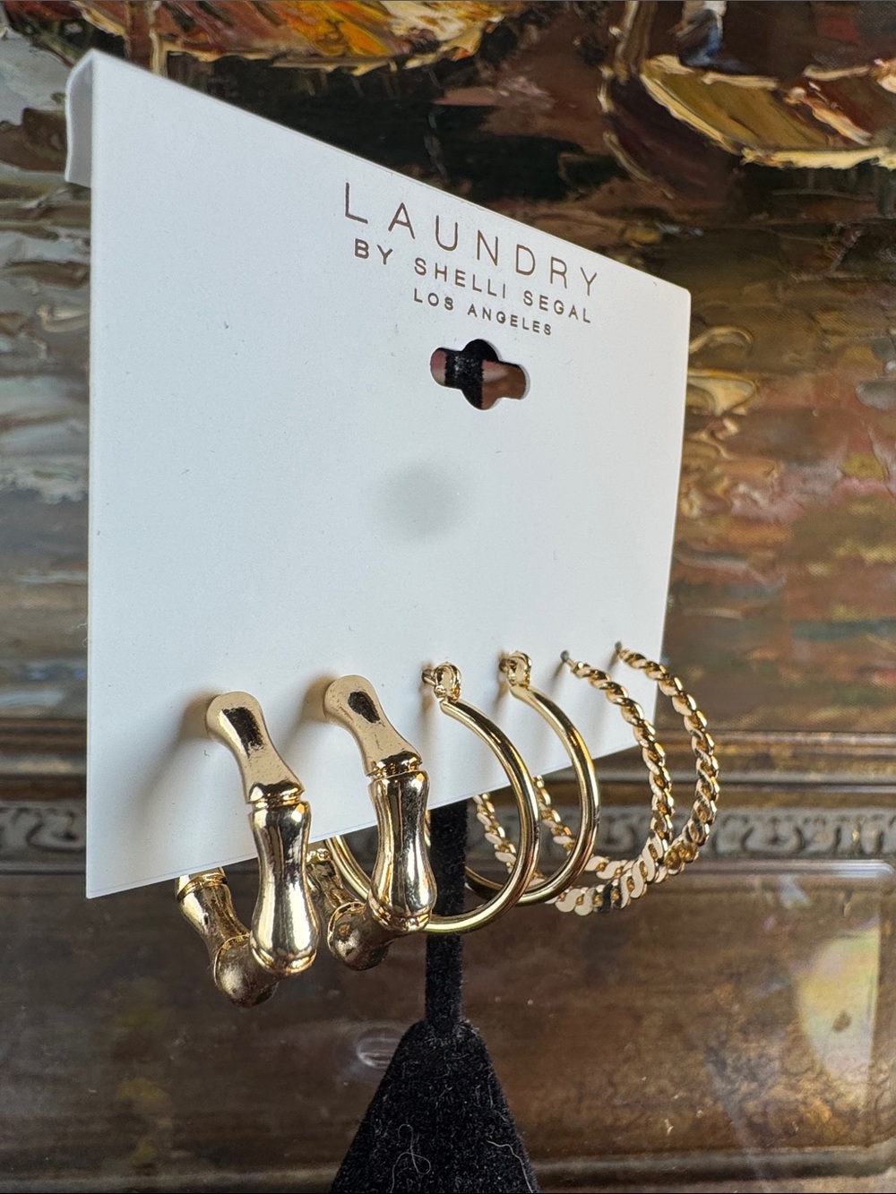 0726-Laundry By Shelli Segal Gold Multi-Hoop Earring Set